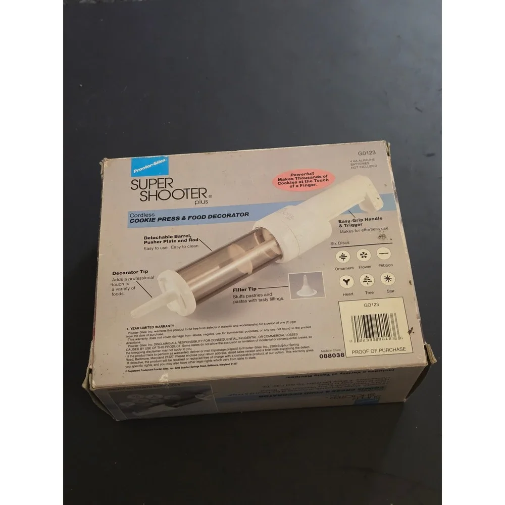 Vintage‎ Proctor-Silex Super Shooter Plus Cordless Cookie Press w/ Box & Manual